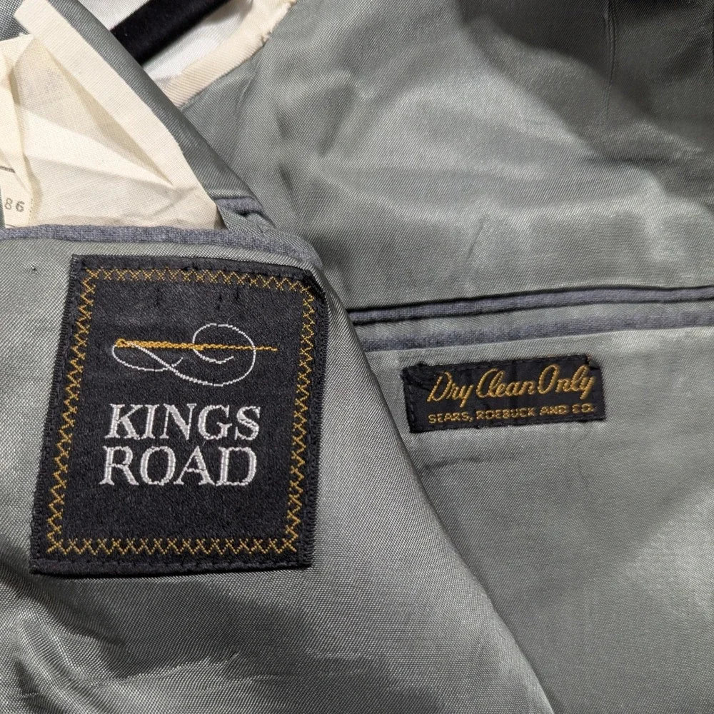 Kings Road Mens 46L Gray Single Breasted 2 Button Blazer‎ Jacket